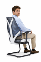 Chaise de visiteur moderne Foshan avec revêtement en PU, hauteur réglable, dossier en TPEE, structure en nylon et base en métal pour l'école et le salon