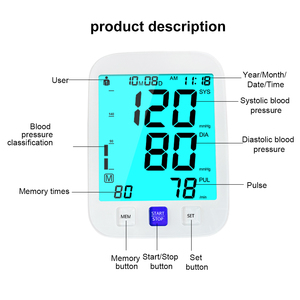 Esfigmomanômetro digital automático CE ISO Bp tipo braço para máquina de <span class=keywords><strong>monitor</strong></span> de pressão arterial de clínica hospitalar - Product Image 4