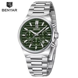 Montre à quartz carrée pour homme Benyar 5214, style business et mode, boîtier en alliage, bracelet en cuir, étanche - Product Image 6