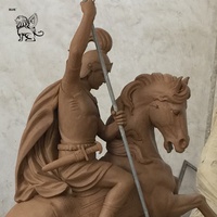 Statues de Saint George de guerrier religieux catholique de l'Ouest grandeur nature en Bronze St. George équitation cheval Dragon tuer Statue