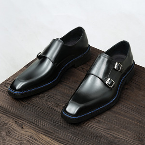 Chaussures habillées pour hommes en cuir véritable à boucle, bout pointu, pour le bureau et la carrière, toutes saisons, semelle extérieure en caoutchouc - Product Image 2