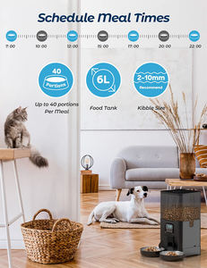 OEM 6L 자동 고양이 급식기 두 마리 고양이용 스테인리스 스틸 그릇 LCD 디스플레이 USB 충전 메모리 기능 스마트 펫 급식기 - Product Image 4