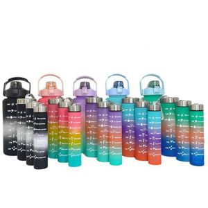 Juego de 4 Tazas Deportivas de Acero Inoxidable Ecológicas, Color Degradado, Portátiles, con Asa y Pajita, para Gimnasio, Fitness, Camping, Motivacionales - Product Image 1