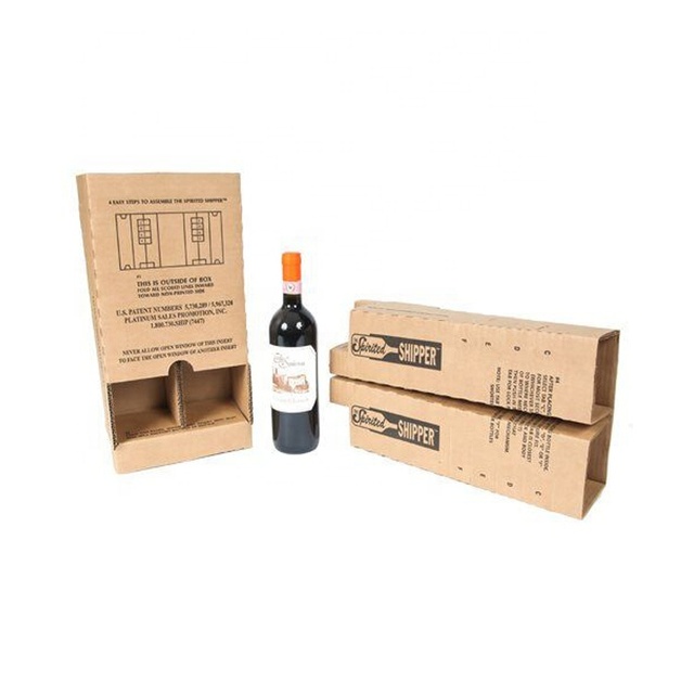 Stackable 2-Pack Wine Glass Bottles Eco-Friendly Fiber Molded Pulp Insert Wine Shipping Packaging Box for 2 Bottles