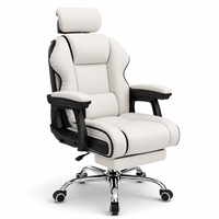 Chaise de bureau ergonomique pivotante en cuir PU moderne pour la maison, avec pieds en acier inoxydable, confortable et inclinable, idéale pour le gaming - Vente en gros