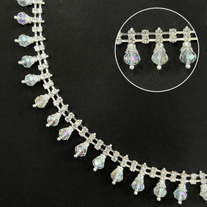 145-150 Double Rolls Sew-on Crystal <strong>Cup</strong> <strong>Chain</strong> Trimming Sew on <strong>Rhinestones</strong> for Applique Embroidery Garments