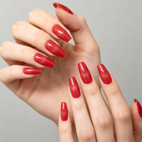 Uñas postizas de ABS con diseño de ojo de gato rojo, largas, tipo ataúd, brillantes, magnéticas y pre-diseñadas