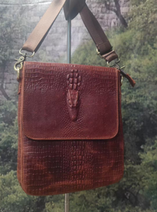 Sac bandoulière <span class=keywords><strong>homme</strong></span> en cuir véritable gaufré <span class=keywords><strong>tendance</strong></span>, sac messager de luxe à rabat motif crocodile pour <span class=keywords><strong>homme</strong></span>, vente en gros - Product Image 6