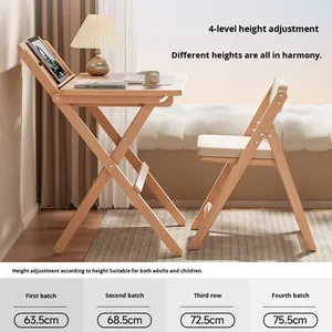 Table pliante Igrow, bureau d'ordinateur pour étudiant, petit espace, table de chevet en bois massif, table d'étude simple, bureau de bureau, chaise pliante - Product Image 4
