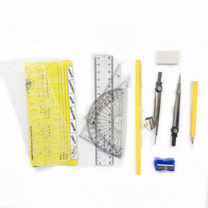 Ensemble de papeterie scolaire 13 pièces, boîte de géométrie, outils de géométrie pour enfants, ensemble de règles de dessin, boîte d'instruments pour enfants - Product Image 5