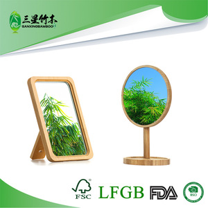 Creative Bamboo Desktop High-Definition Single-Sided Makeup <b>Mirror</b> Round <b>Dressing</b> <b>Mirror</b> Makeup <b>Mirror</b> Instagram Desktop - Product Image 5