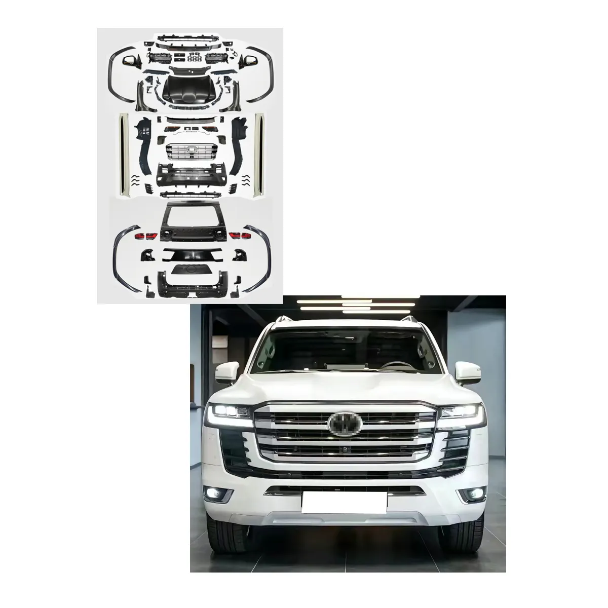 LC300 Upgrade Facelifting Bodykit con rejilla GR para Land Cruiser de LC200 2008-2020 Upgrade a 2021- 2023