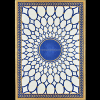 Tapis de sol en laine touffeté à la main moderne au design médaillon en or bleu personnalisé pour le salon et la chambre à coucher