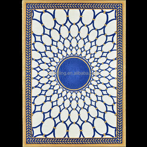 Изготовленный на заказ синий золотой медальон современный ручной шерстяной ковер для пола ковер для гостиной спальни - Product Image 4