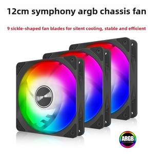 Ensemble de trois ventilateurs de refroidissement pour boîtier d'ordinateur Lingdu Family AF-10, 12 cm, éclairage ARGB Aurora, PWM, silencieux, roulement fluide - Product Image 2
