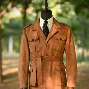 Giacca da uomo stile cacciatore retrò con tasche multiple in finta pelle scamosciata, nuova collezione Primavera 2026 - Product Image 1