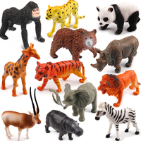 Modèle d'animal sauvage simulé, mini jouet, modèle de forêt sauvage océanique, ensemble de jouets d'animaux de la forêt en plastique, jouet d'animal tigre lion panda girafe