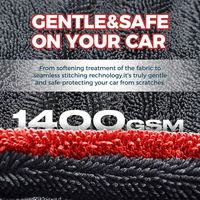Ragmage 1300GSM Serviettes en microfibre pour le séchage des voitures 1-Pack avec double boucle torsadée Serviette de détail professionnelle Car Detail