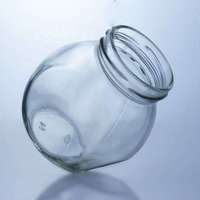 Vente en gros de pots en verre ronds vides de 200 ml et 300 ml avec panneau plat personnalisé à large ouverture pour l'emballage du miel, de la confiture et des bonbons