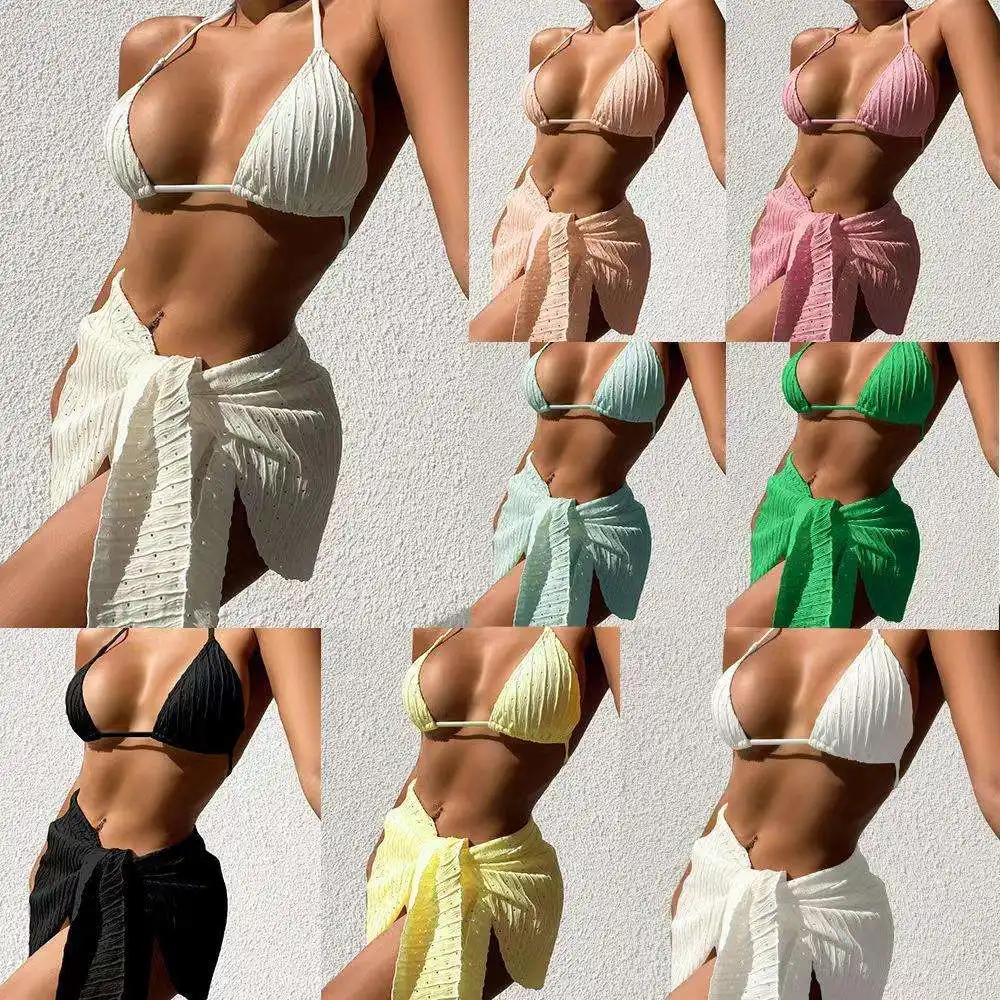 Brand new swimwear women's triangle bikini split swimsuit with printed strap swimsuit styles randomly shipped