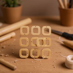 Accessorio in Legno Quadrato Ilan 22x22mm 10pz per Decorazioni Artigianali - Product Image 2