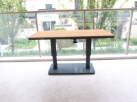 Table de salon extérieure moderne et neuve Ada, réglable en hauteur pneumatiquement, avec structure métallique anti-corrosion pour cours et jardins