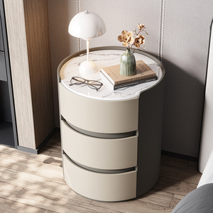 Italian Style High-End Solid Wood Nightstand With <b>Slate</b> Top Storage Modern Minimalist Apartment Bedroom Furniture A30 Bedroom Be - Product Image 6