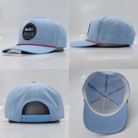Casquette de baseball unisexe Wesport, nouvelle mode, logo personnalisé en PVC, 5 panneaux, polyester imperméable, perforations découpées au laser, pour le sport et le golf