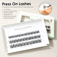 Extensions de cils à presser Manga, mélange de formes, bande extensible, couleur marron, taille personnalisée, vente en gros, boîte en carton, Royaume-Uni, France, Italie