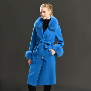 Nuovo Cappotto Lungo in Lana Doppiopetto alla Moda con Collo in Vera Pelliccia di Volpe, Cappotto Invernale da <span class=keywords><strong>Donna</strong></span> Personalizzato <span class=keywords><strong>Oversize</strong></span> 100% Lana - Product Image 4