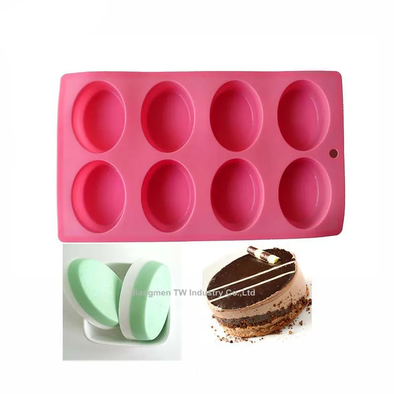 8 holds oval shape silicone soap mould cake pan