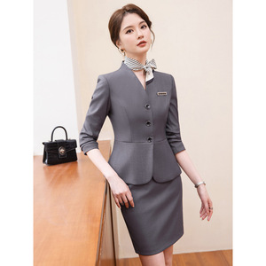 Women's Professional Suit Set Long Sleeve Polyester Workwear For Office Hotel Beauty Salon Jewelry Store - Product Image 2