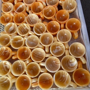 Vente en gros de tasses en calcite <span class=keywords><strong>jaune</strong></span> naturelle sculptées à la main, polies, cristaux de guérison, tasses en pierre pour la décoration Feng Shui - Product Image 4