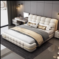 Nouveau Lit en Cuir de Luxe Léger Style Italien 2024 180*200, Grand Lit Simple Moderne Haut de Gamme pour Chambre Principale de Grande Villa