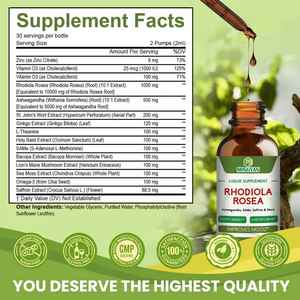리포솜 로디올라 로제아 & 아쉬와간다 리퀴드 보충제, 사프란 &, 16-in-1 스트레스 완화, 성인용 에너지 및 기분 지원 - Product Image 6