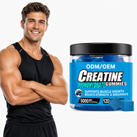Gummies de créatine monohydrate 5000mg sans sucre, véganes, pour la force musculaire et l'énergie, supplément sportif, marque privée, OEM ODM