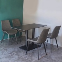 Ensemble table et chaises de café moderne et simple, plateau de table en stratifié HPL, chaises de salle à manger en plastique, mobilier de restaurant commercial