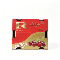 Boîte en carton ondulé personnalisée pour cerises, boîte d'emballage pour fruits avec poignée en feuille d'or pour l'exportation de cerises fraîches