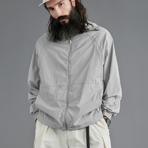 Custom Logo <b>Lightweight</b> Nylon <b>Jackets</b> Outdoor Hiking Safari Windbreaker Stand Zipper Breathable Sun Protection Canvas Clothing - Product Image 5