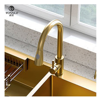 Robinet de cuisine professionnel monotrou, style classique, en acier inoxydable, multifonction pour eau chaude et froide, design à poignée unique