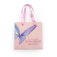 Sac de shopping en papier personnalisé avec motif papillon rose clair, de luxe, pour mariage, boutique, petit cadeau, bijoux, cosmétiques, avec ruban en satin