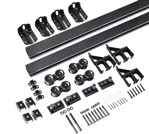 <span class=keywords><strong>Kit</strong></span> de quincaillerie pour <span class=keywords><strong>porte</strong></span> de grange <span class=keywords><strong>coulissante</strong></span> extérieure RHETECH 6,6 pieds, rail en boîte robuste, système bypass, noir - Product Image 3