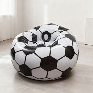 Inflatable Soccer <b>Sofa</b> 105x105x70cm Adult Indoor Outdoor <b>Bean</b> <b>Bag</b> Chair Black White Design - Product Image 2