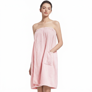 Robe en tissu éponge doux de haute qualité pour femmes avec poche, ajustement sûr et réglable pour le bain, le spa, la maison et les voyages - Product Image 2