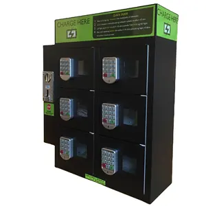 Small 6-bay Pay By Coin Operated Storage Charging Station Cabinet For Shopping Mall Cell Phone Charging Locker Vending Mac