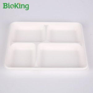 BioKing rettangolo usa e getta vassoio di canna da zucchero polpa di bagassa biodegradabile e compostabile con accessori - Product Image 5