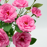 Rose artificielle à toucher réel, 3 têtes, tige longue, vente en gros, pour arrangements de table et décoration intérieure