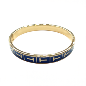 Brazalete de Moda en Acero Inoxidable 316L con Baño de Oro PVD y Diseño de Esmalte Azul, Accesorio de Joyería para Mujer - Product Image 2