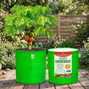 Sacs de culture réutilisables en HDPE Casa De Amor 24x24 pouces pour grandes plantes, fruits/fleurs (260 GSM) – Conteneur vert pour plantes - Product Image 2