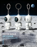Porte-clés en silicone 3D Astronaute personnalisé OEM ODM, breloque de sac périphérique tendance Cyber Tech avec design IP personnalisé